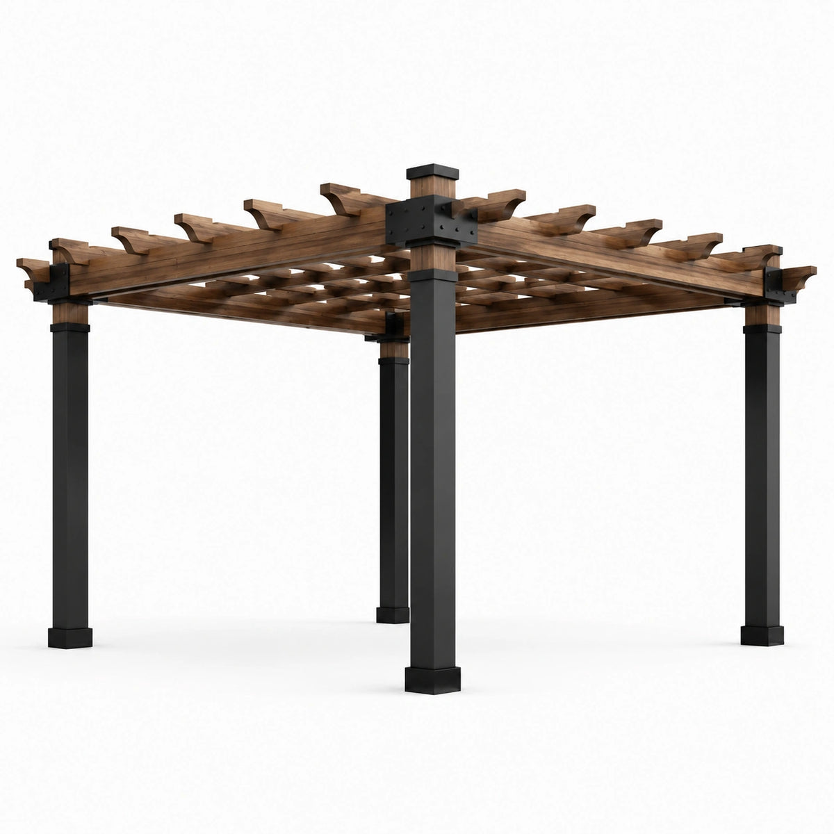 Pérgola de Madera de Pino y Acero Galvanizado para Exterior 300x300x220 cm