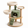 Árbol para Gatos de Madera con Cueva y Plataforma de Tela Beige/Verde 100 cm