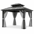 Pabellón de Aluminio con Techo de Acero y Cortinas de Poliéster 3x4 m Negro/Gris