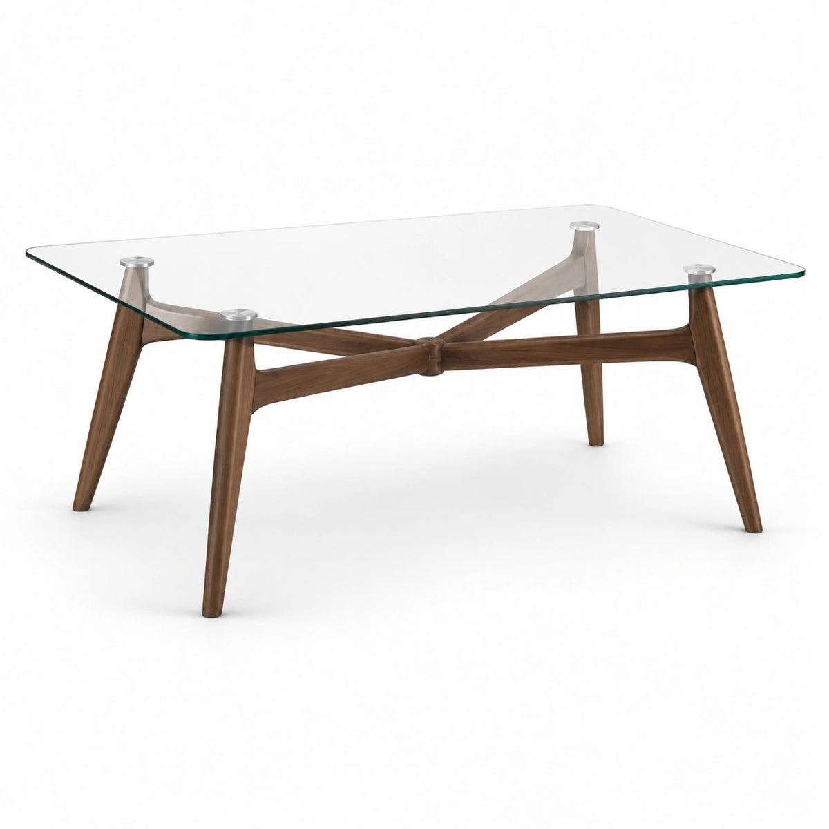 Mesa de centro vidrio nogal 120x60x45 cm